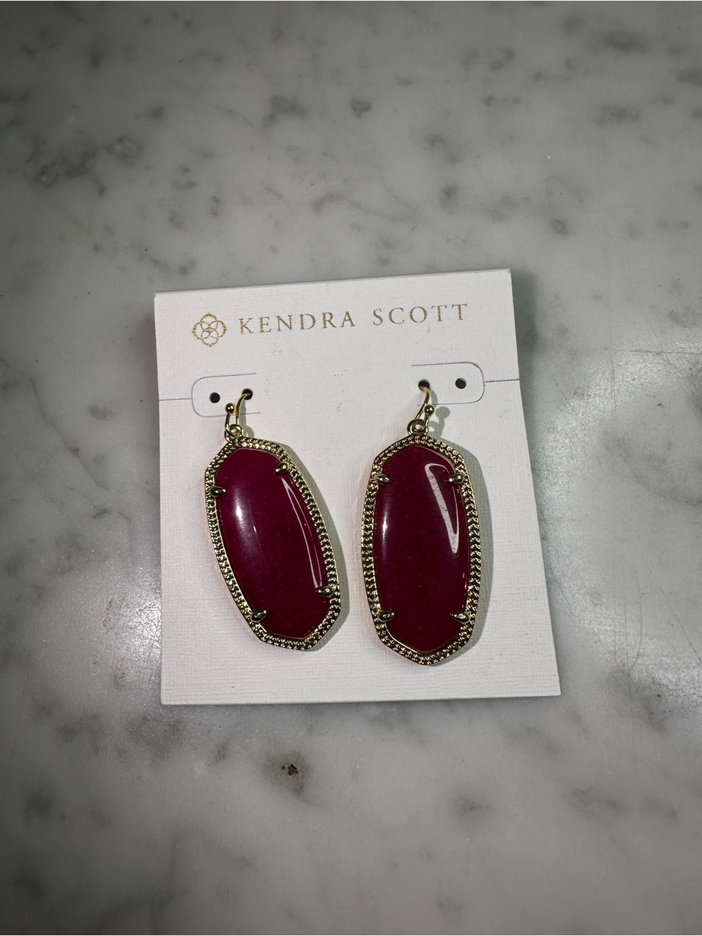 Kendra Scott Burgundy Red Gold Statement Drop Earrings